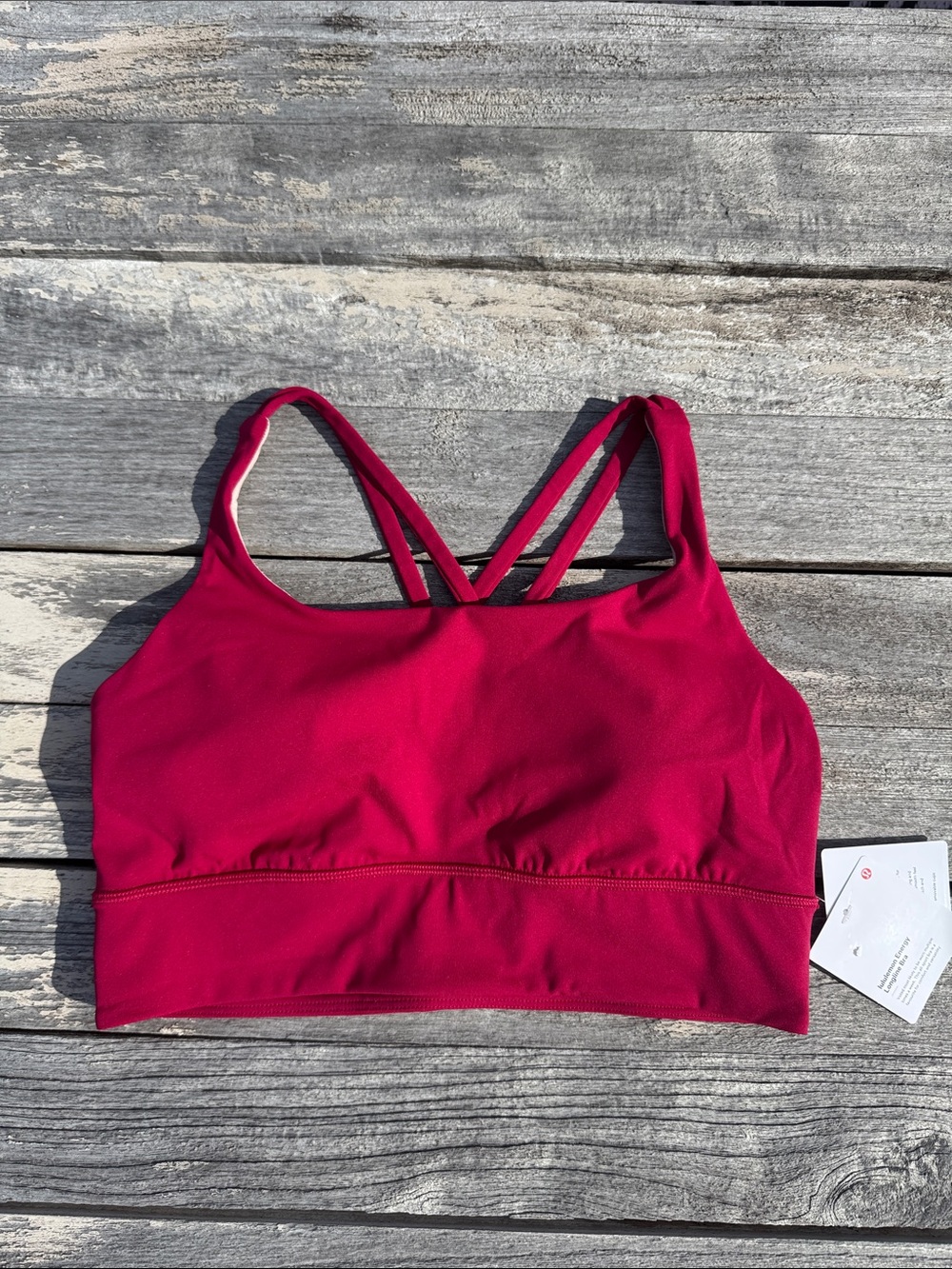 Lululemon Energy Longline‎ Bra Berry Rumble Size 10 NWT Medium Support B–D Cups